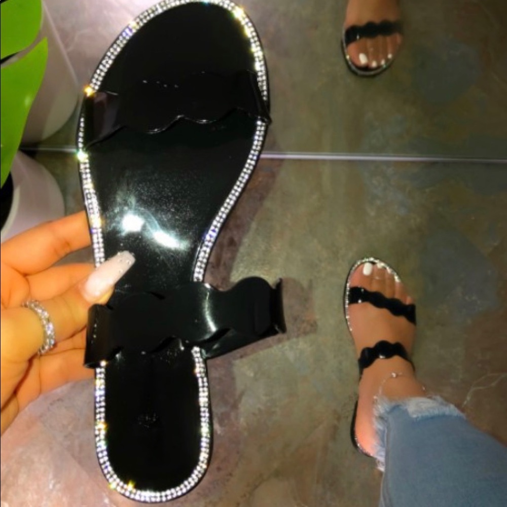 Jellie - Patent Leather Rhinestone Sandal